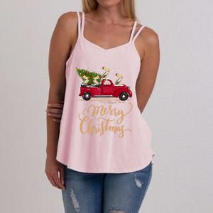 Pelicans Bird Driving Christmas Tree Truck Pelican Christmas Gift Women's Strappy Tank