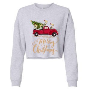 Pelicans Bird Driving Christmas Tree Truck Pelican Christmas Gift Cropped Pullover Crew