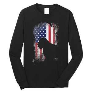 Patriotic Bouvier Des Flandres American Flag Cool Dog Lover Long Sleeve Shirt