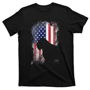 Patriotic Bouvier Des Flandres American Flag Cool Dog Lover T-Shirt