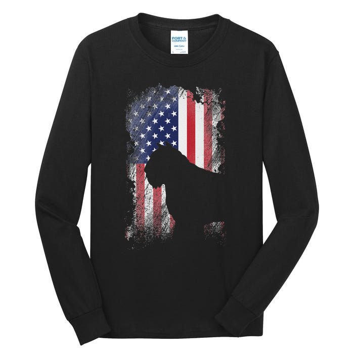 Patriotic Bouvier Des Flandres American Flag Cool Dog Lover Tall Long Sleeve T-Shirt