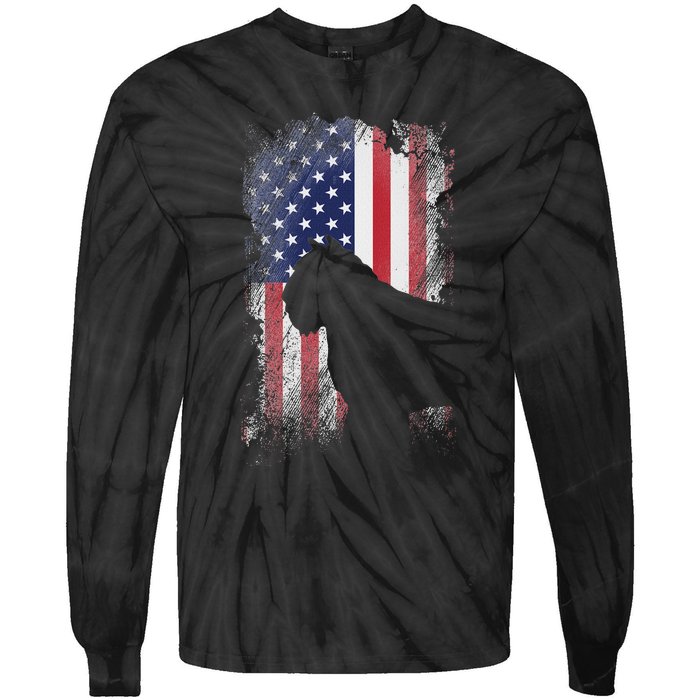 Patriotic Bouvier Des Flandres American Flag Cool Dog Lover Tie-Dye Long Sleeve Shirt