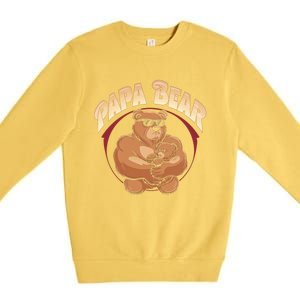 Papa Bear Dad Father Bear Family Papa Bear Gift Premium Crewneck Sweatshirt