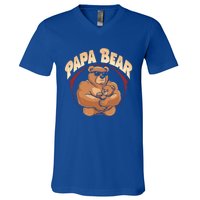 Papa Bear Dad Father Bear Family Papa Bear Gift V-Neck T-Shirt