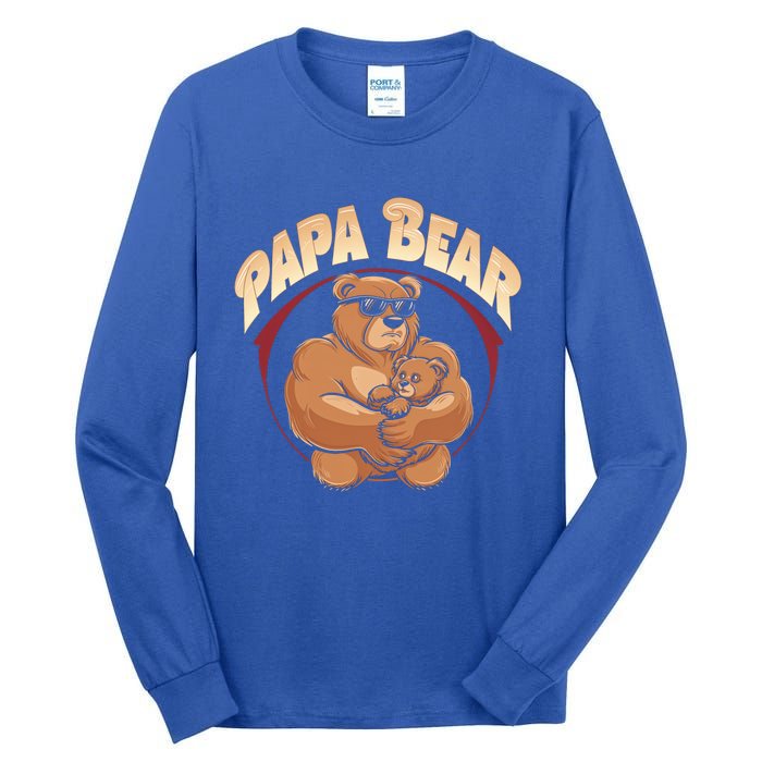 Papa Bear Dad Father Bear Family Papa Bear Gift Tall Long Sleeve T-Shirt