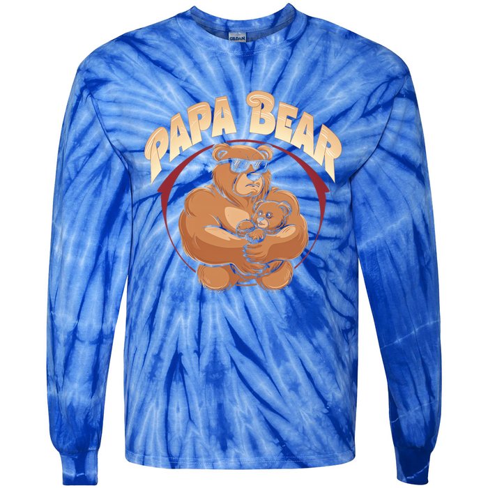 Papa Bear Dad Father Bear Family Papa Bear Gift Tie-Dye Long Sleeve Shirt