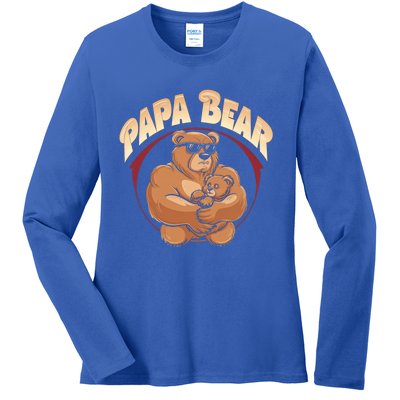 Papa Bear Dad Father Bear Family Papa Bear Gift Ladies Long Sleeve Shirt