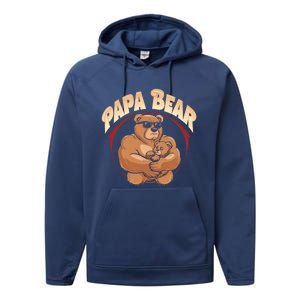 Papa Bear Dad Father Bear Family Papa Bear Gift Performance Fleece Hoodie