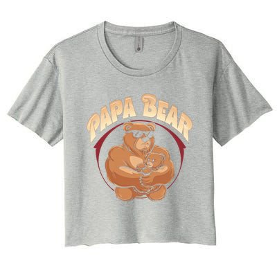 Papa Bear Dad Father Bear Family Papa Bear Gift Women's Crop Top Tee