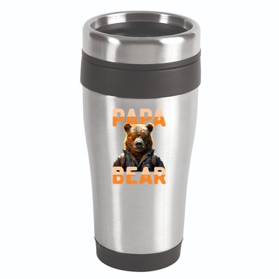 Papa Bear Daddy Bear Dad FatherS Day Grizzly Brown Bears Gift 16oz Travel Tumbler