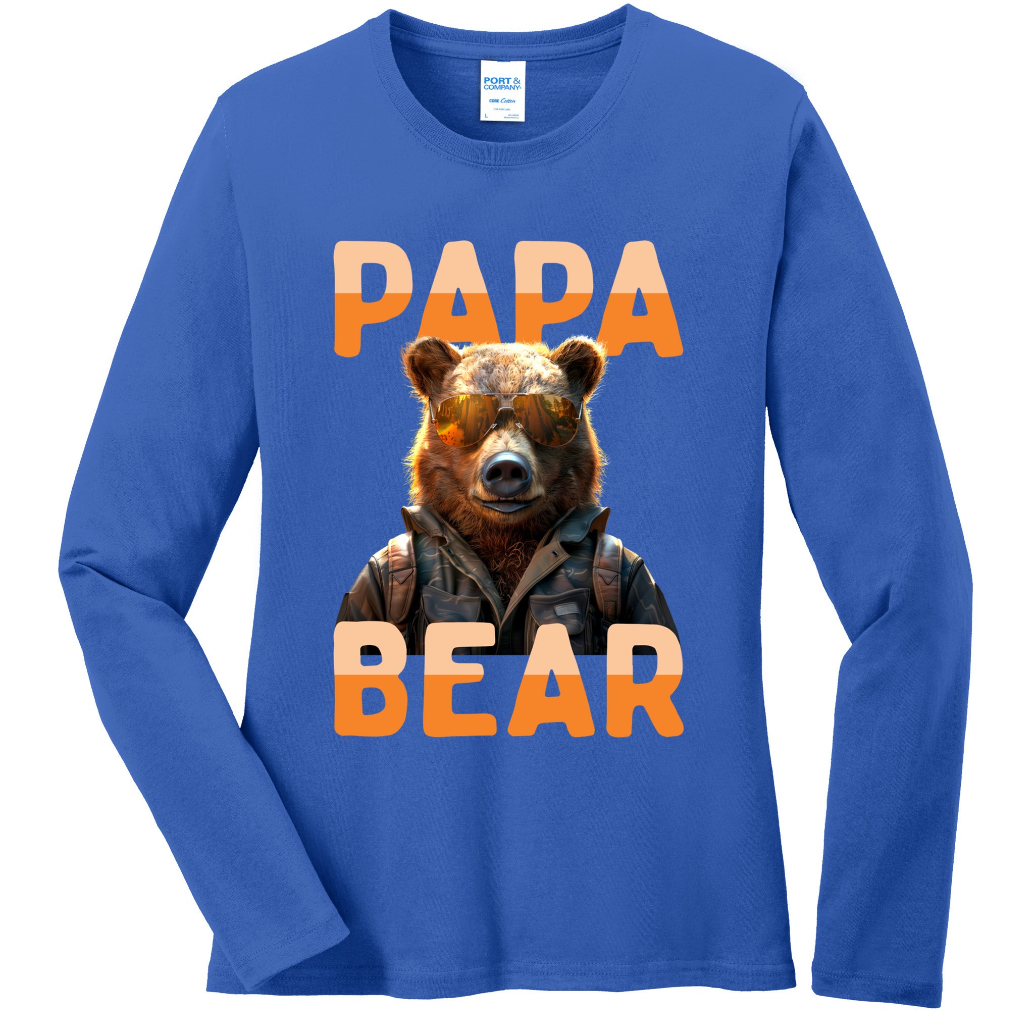 Papa Bear Daddy Bear Dad FatherS Day Grizzly Brown Bears Gift Ladies Long Sleeve Shirt