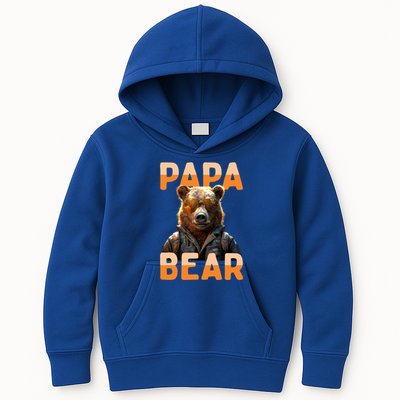 Papa Bear Daddy Bear Dad FatherS Day Grizzly Brown Bears Gift Kids Hoodie