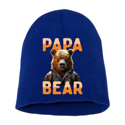Papa Bear Daddy Bear Dad FatherS Day Grizzly Brown Bears Gift Short Acrylic Beanie