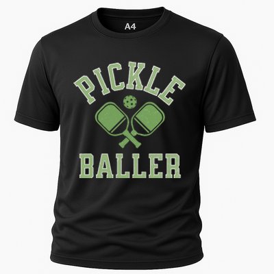 Pickle Baller Distressed Retro Athletic Pickleball Cooling Performance Crew T-Shirt