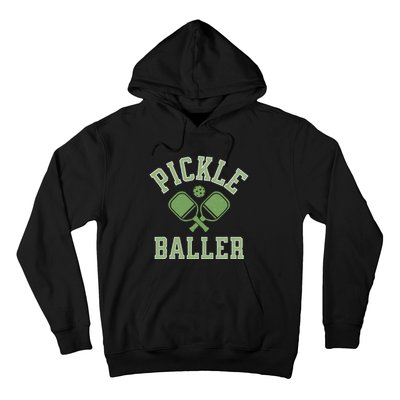 Pickle Baller Distressed Retro Athletic Pickleball Hoodie