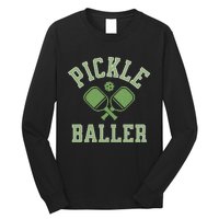 Pickle Baller Distressed Retro Athletic Pickleball Long Sleeve Shirt