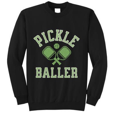 Pickle Baller Distressed Retro Athletic Pickleball Sweatshirt