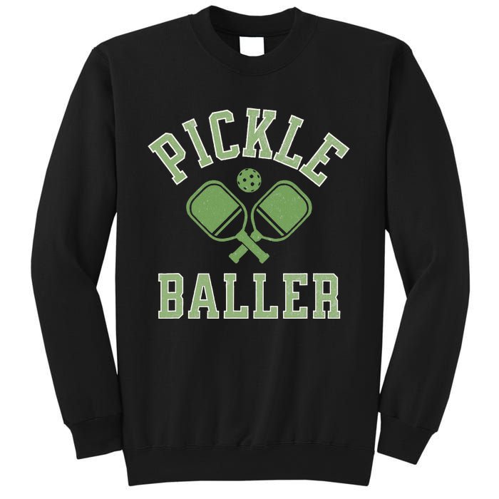 Pickle Baller Distressed Retro Athletic Pickleball Sweatshirt