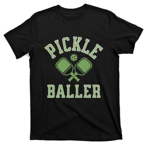 Pickle Baller Distressed Retro Athletic Pickleball T-Shirt