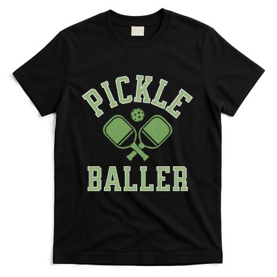 Pickle Baller Distressed Retro Athletic Pickleball T-Shirt