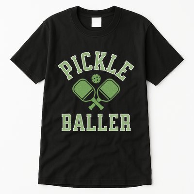 Pickle Baller Distressed Retro Athletic Pickleball Tall T-Shirt