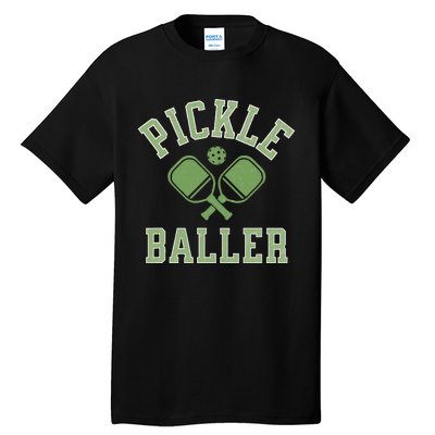 Pickle Baller Distressed Retro Athletic Pickleball Tall T-Shirt