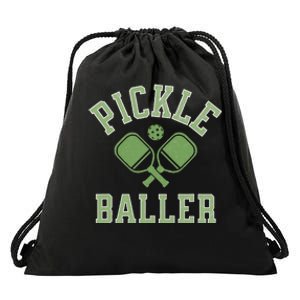 Pickle Baller Distressed Retro Athletic Pickleball Drawstring Bag