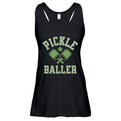 Pickle Baller Distressed Retro Athletic Pickleball Ladies Essential Flowy Tank