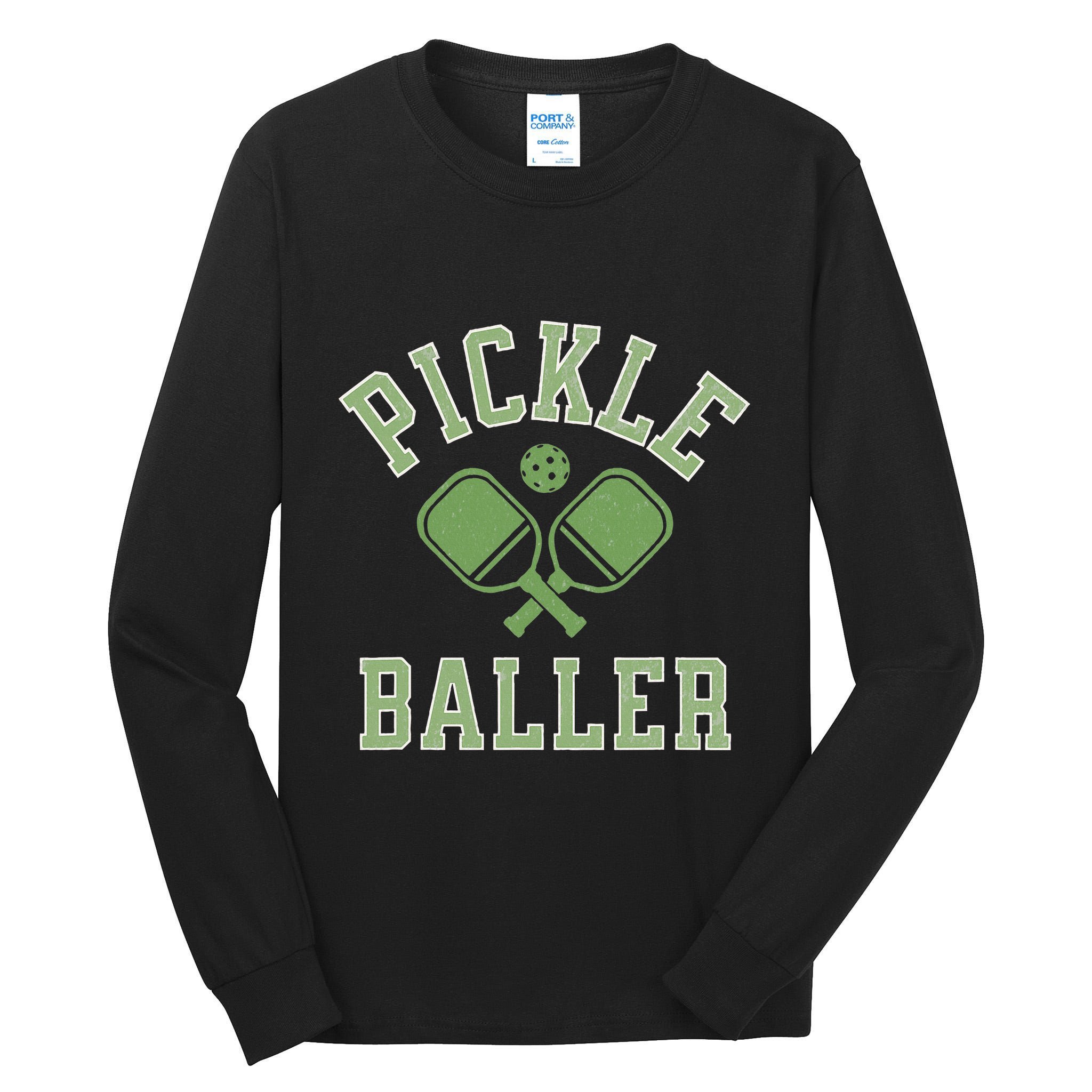 Pickle Baller Distressed Retro Athletic Pickleball Tall Long Sleeve T-Shirt