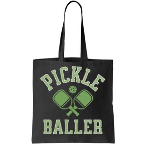 Pickle Baller Distressed Retro Athletic Pickleball Tote Bag