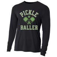 Pickle Baller Distressed Retro Athletic Pickleball Cooling Performance Long Sleeve Crew