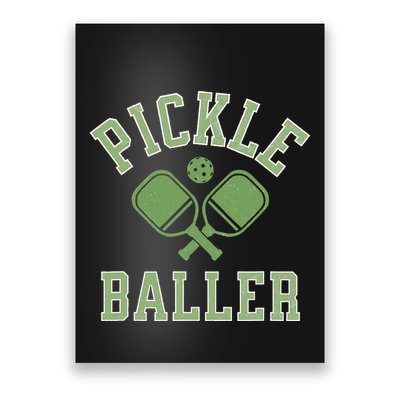 Pickle Baller Distressed Retro Athletic Pickleball Poster