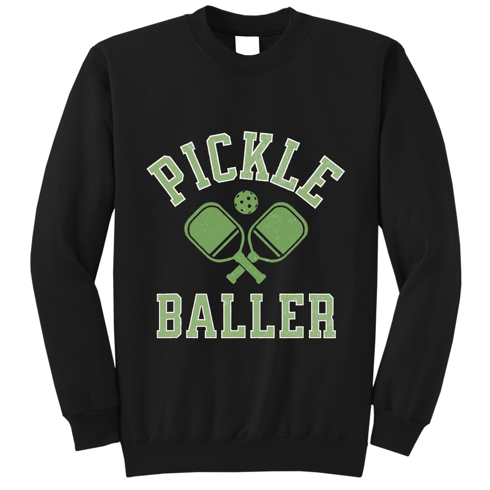 Pickle Baller Distressed Retro Athletic Pickleball Tall Sweatshirt
