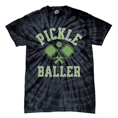 Pickle Baller Distressed Retro Athletic Pickleball Tie-Dye T-Shirt