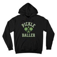 Pickle Baller Distressed Retro Athletic Pickleball Tall Hoodie