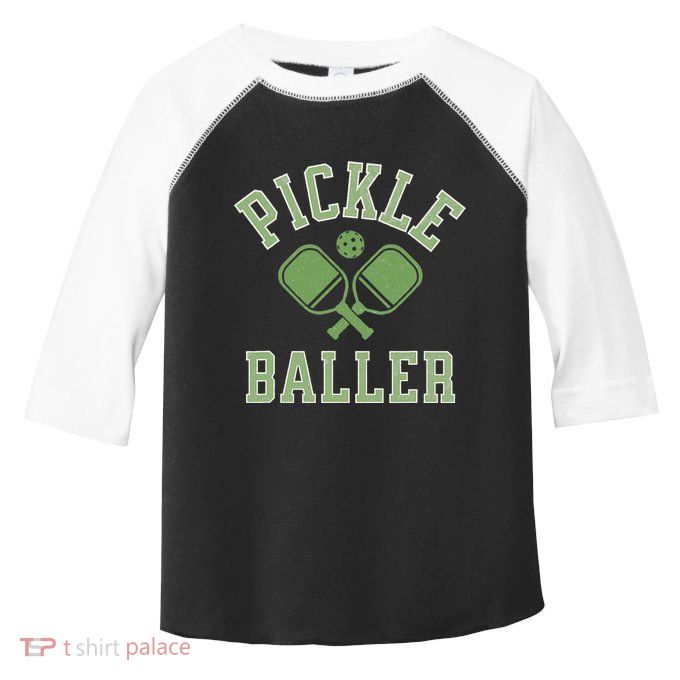 Pickle Baller Distressed Retro Athletic Pickleball Toddler Fine Jersey T-Shirt