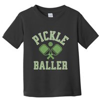 Pickle Baller Distressed Retro Athletic Pickleball Toddler T-Shirt
