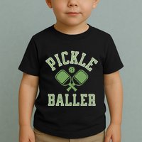 Pickle Baller Distressed Retro Athletic Pickleball Toddler T-Shirt