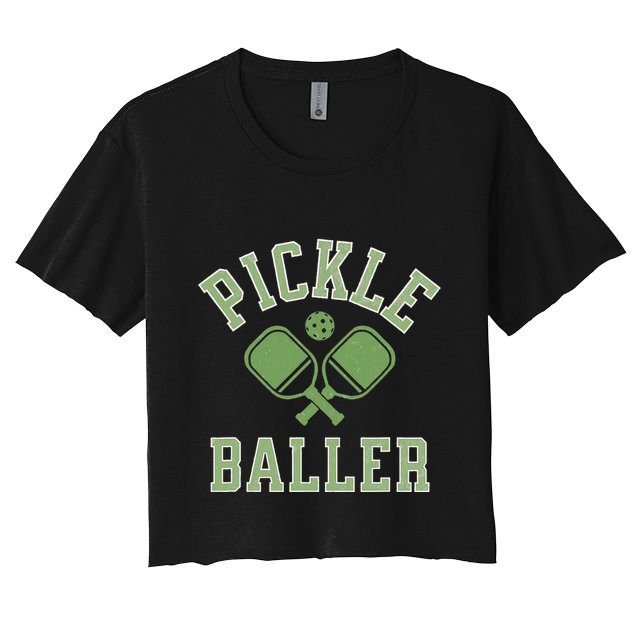 Pickle Baller Distressed Retro Athletic Pickleball Crop Top