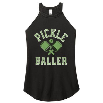 Pickle Baller Distressed Retro Athletic Pickleball Women's Perfect Tri Rocker Tank
