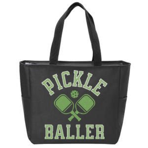 Pickle Baller Distressed Retro Athletic Pickleball Zip Tote Bag