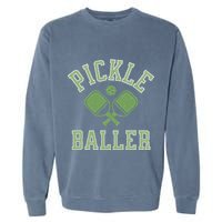 Pickle Baller Distressed Retro Athletic Pickleball Garment-Dyed Sweatshirt