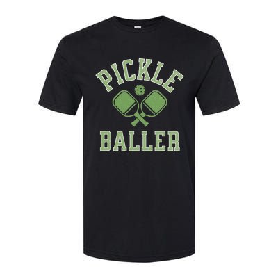 Pickle Baller Distressed Retro Athletic Pickleball Softstyle CVC T-Shirt