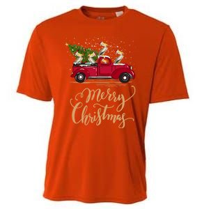 Pelicans Bird Driving Christmas Tree Truck Pelican Christmas Gift Cooling Performance Crew T-Shirt