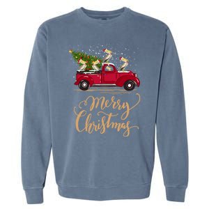 Pelicans Bird Driving Christmas Tree Truck Pelican Christmas Gift Garment-Dyed Sweatshirt