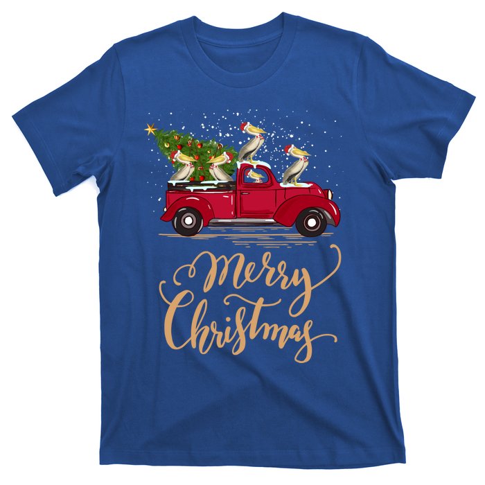 Pelicans Bird Driving Christmas Tree Truck Pelican Christmas Gift T-Shirt