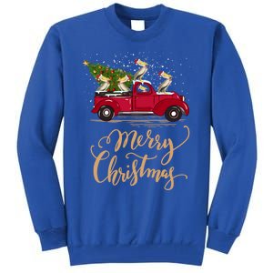 Pelicans Bird Driving Christmas Tree Truck Pelican Christmas Gift Tall Sweatshirt