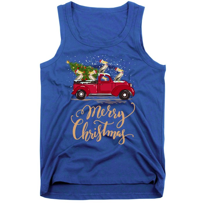 Pelicans Bird Driving Christmas Tree Truck Pelican Christmas Gift Tank Top