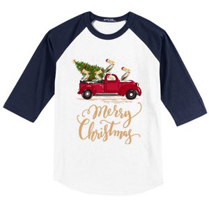 Pelicans Bird Driving Christmas Tree Truck Pelican Christmas Gift Baseball Sleeve Shirt