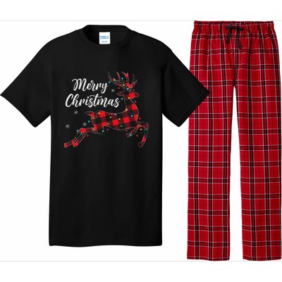 Plaid Buffalo Deer Christmas Pajamas Family Xmas Lights Pajama Set